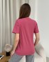 Темно-рожева вільна футболка із трикотажу з написом (3)