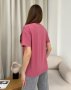 Темно-рожева вільна футболка з принтом (2)