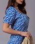 Синє ретро сукня з квітковим принтом та розрізом (4)