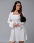 Біла коротка сукня з розкльошеними рукавами (4)