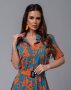Бірюзово-оранжева сукня-сорочка з квітковим принтом (4)