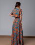 Бірюзово-оранжева сукня-сорочка з квітковим принтом (3)