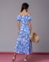 Квіткова блакитна сукня з відкритими плечима (3)