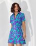 Фіолетова коротка сукня-трапеція з коміром (2)