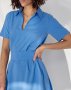 Синя коротка сукня-трапеція з коміром (4)