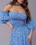 Бавовняна блакитна сукня з двома розрізами (4)