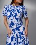 Біло-синя приталена сукня з квітковим принтом (4)