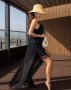 Чорна шифонова сукня з мереживом та розрізами (2)