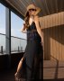 Чорна шифонова сукня з мереживом та розрізами (3)