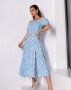 Біло-блакитна бавовняна сукня з розрізом (2)