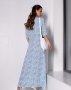 Блакитна квіткова сукня-сорочка максі довжини (3)