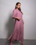 Темно-рожева сукня-сорочка з розрізами (2)