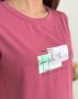 Темно-рожева вільна трикотажна футболка з принтом (4)