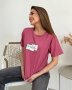 Темно-рожева вільна трикотажна футболка з принтом (2)