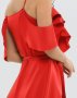 Червона сукня на запах з воланами (4)
