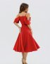 Червона сукня на запах з воланами (3)