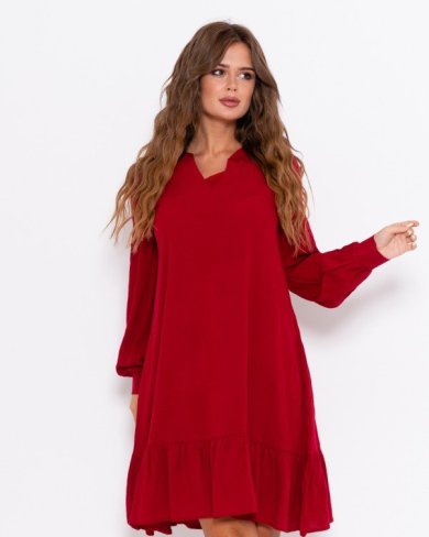 Bonita Червона крепдешинова сукня з воланом 7381-01 - SvitStyle