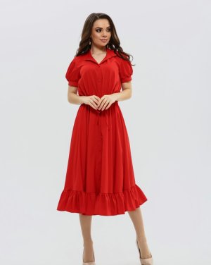 Bonita Червона приталена сукня на гудзиках 13590-01 - 7888054 - SvitStyle