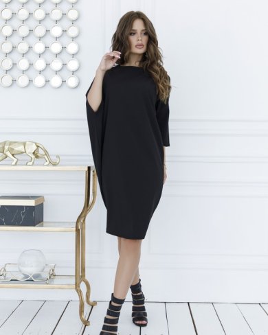 Bonita Чорне асиметричне плаття крою кажан 18508-01 - SvitStyle