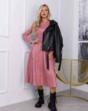 Bonita Рожеве замшеве приталене плаття класичного крою 23540-01 - 7978003 - SvitStyle