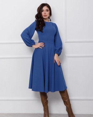Bonita Синє класичне плаття з широкими рукавами 26983-01 - 8059286 - SvitStyle