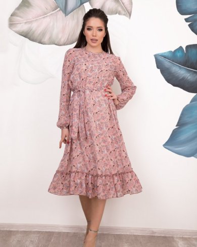 Bonita Розовое комбинированное платье-трапеция 27508-01 - SvitStyle