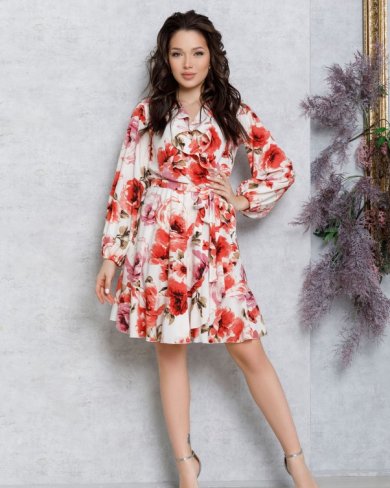 Bonita Цветочное платье на запах с воланами 28035-01 - SvitStyle