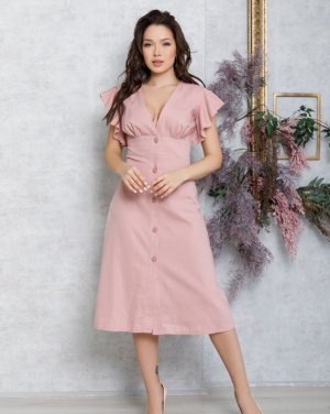 Bonita Розовое коттоновое платье на пуговицах 28090-01 - 8162539 - SvitStyle