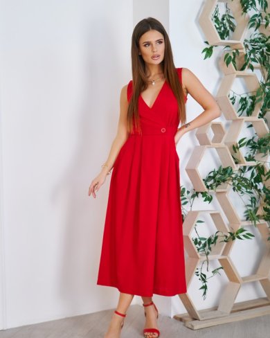 Bonita Червона сукня з декольте на запах 14012-01 - SvitStyle