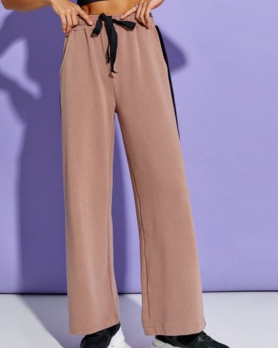 Bonita Коричневі широкі штани з лампасами 30815-01 - SvitStyle