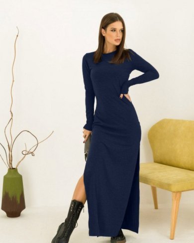 Bonita Синє довге плаття з фактурного трикотажу 31531-01 - SvitStyle