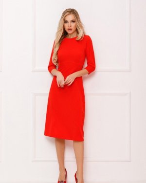 Bonita Класичне червоне плаття з розкльошені низом 31849-01 - 8334230 - SvitStyle