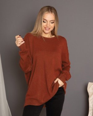 Bonita Червоний ангоровий вільний светр зі вставками 32095-01 - 8334439 - SvitStyle