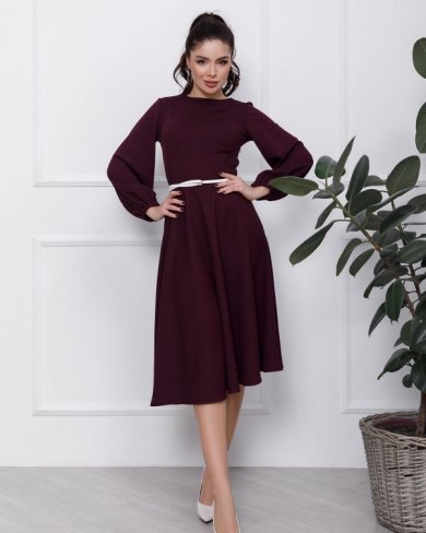 Bonita Фіолетове класичне плаття з широкими рукавами 27130-01 - SvitStyle
