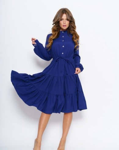 Bonita Синя розкльошена сукня з воланами 7484-01 - SvitStyle