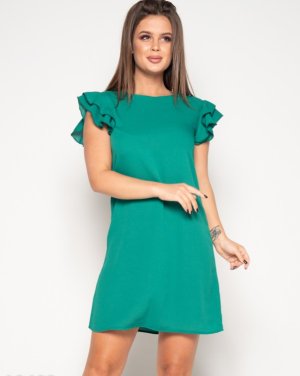 Bonita Зелене міні плаття з рюшами на рукавах 13446-01 - 8416720 - SvitStyle