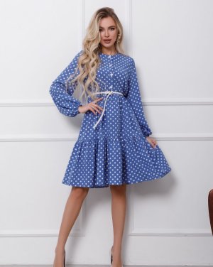 Bonita Блакитна сукня-трапеція в горошок 26974-01 - 8416861 - SvitStyle