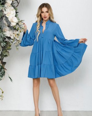 Bonita Блакитна сукня-трапеція з воланами 28086-01 - 8416915 - SvitStyle