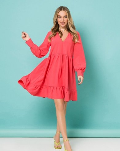 Bonita Червоне вільне плаття з воланами 33052-01 - SvitStyle