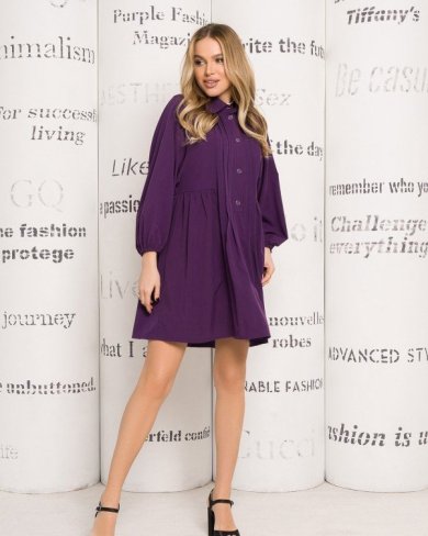 Bonita Фіолетове вільне плаття-сорочка зі складками 33063-01 - SvitStyle