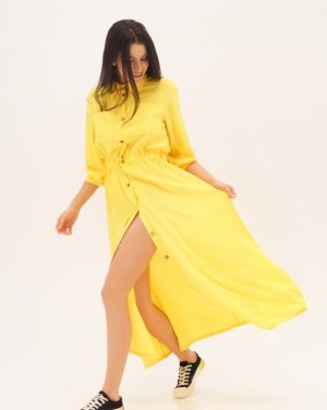 Bonita Жовта довга сукня-сорочка на ґудзиках 33742-01 - 8465704 - SvitStyle