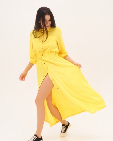 Bonita Жовта довга сукня-сорочка на ґудзиках 33742-01 - SvitStyle