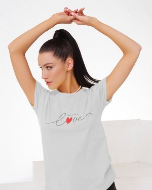 Bonita Сіра бавовняна футболка з написами 34462-01 - 8465810 - SvitStyle