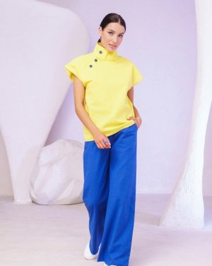 Bonita Жовто-синій бавовняний костюм з блузою 34557-01 - 8465873 - SvitStyle