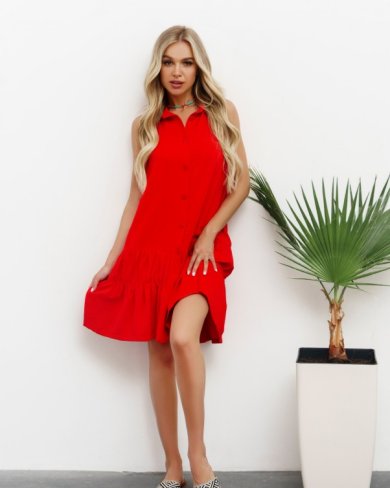 Bonita Червона сукня-сорочка з воланами 34750-01 - SvitStyle