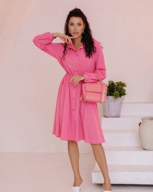 Bonita Рожева приталена сукня-сорочка 35517-01 - SvitStyle