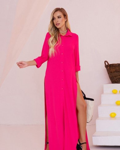 Bonita Малинова сукня-сорочка з високими розрізами 35538-01 - SvitStyle