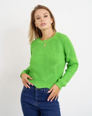 Bonita Салатовий трикотажний светр з фігурним низом 36558-01 - SvitStyle