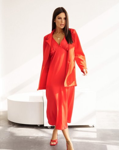Bonita Червона сукня-комбінація з жакетом 36634-01 - SvitStyle