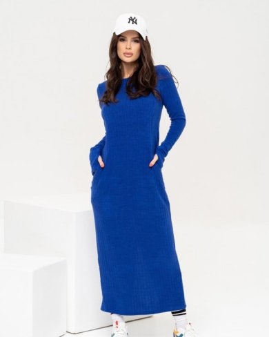 Bonita Синя ангорова довга сукня з кишенями 37229-01 - SvitStyle